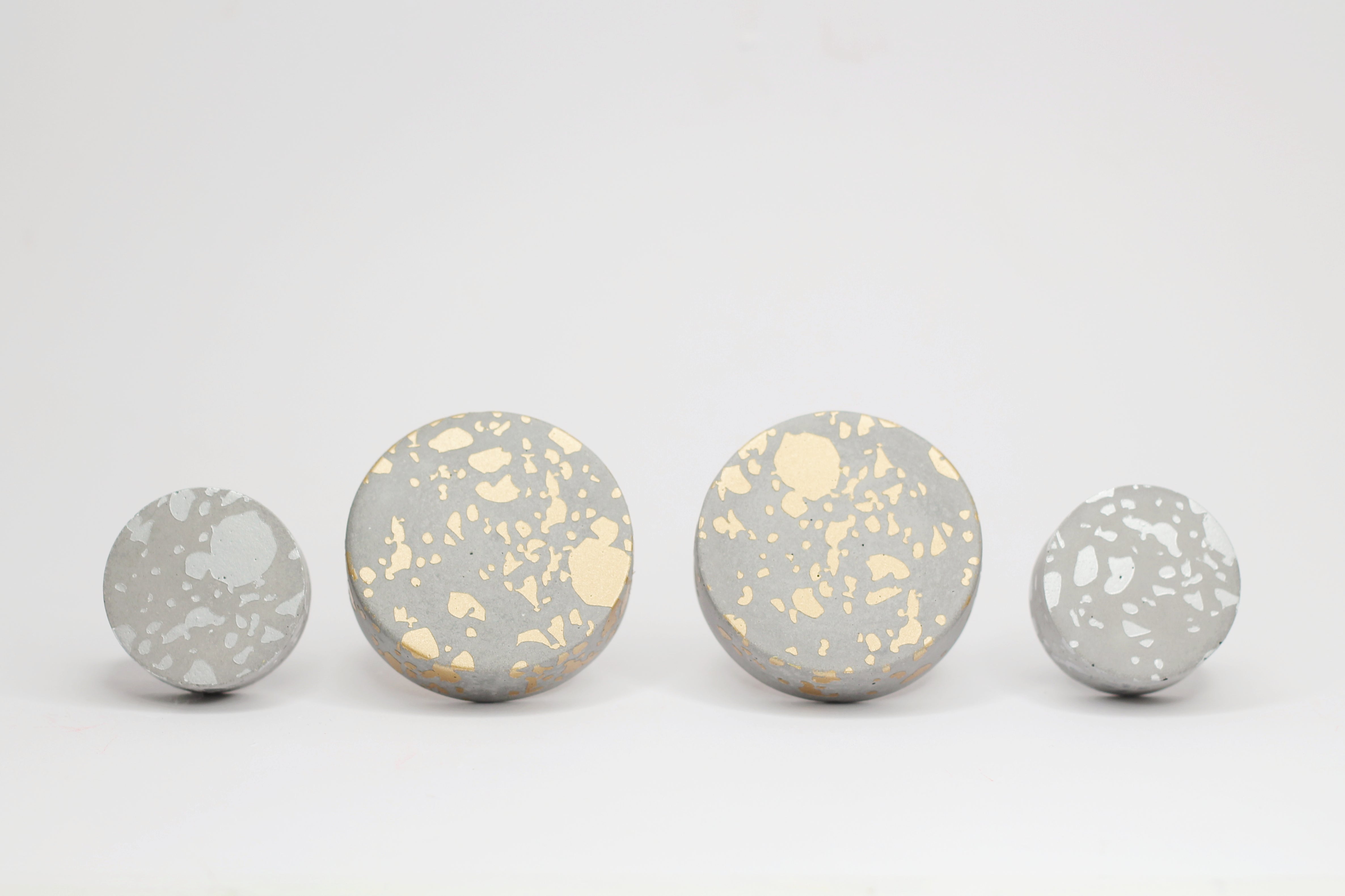 Concrete Round Cabinet Knob with Quail / Duck Egg pattern in various colours