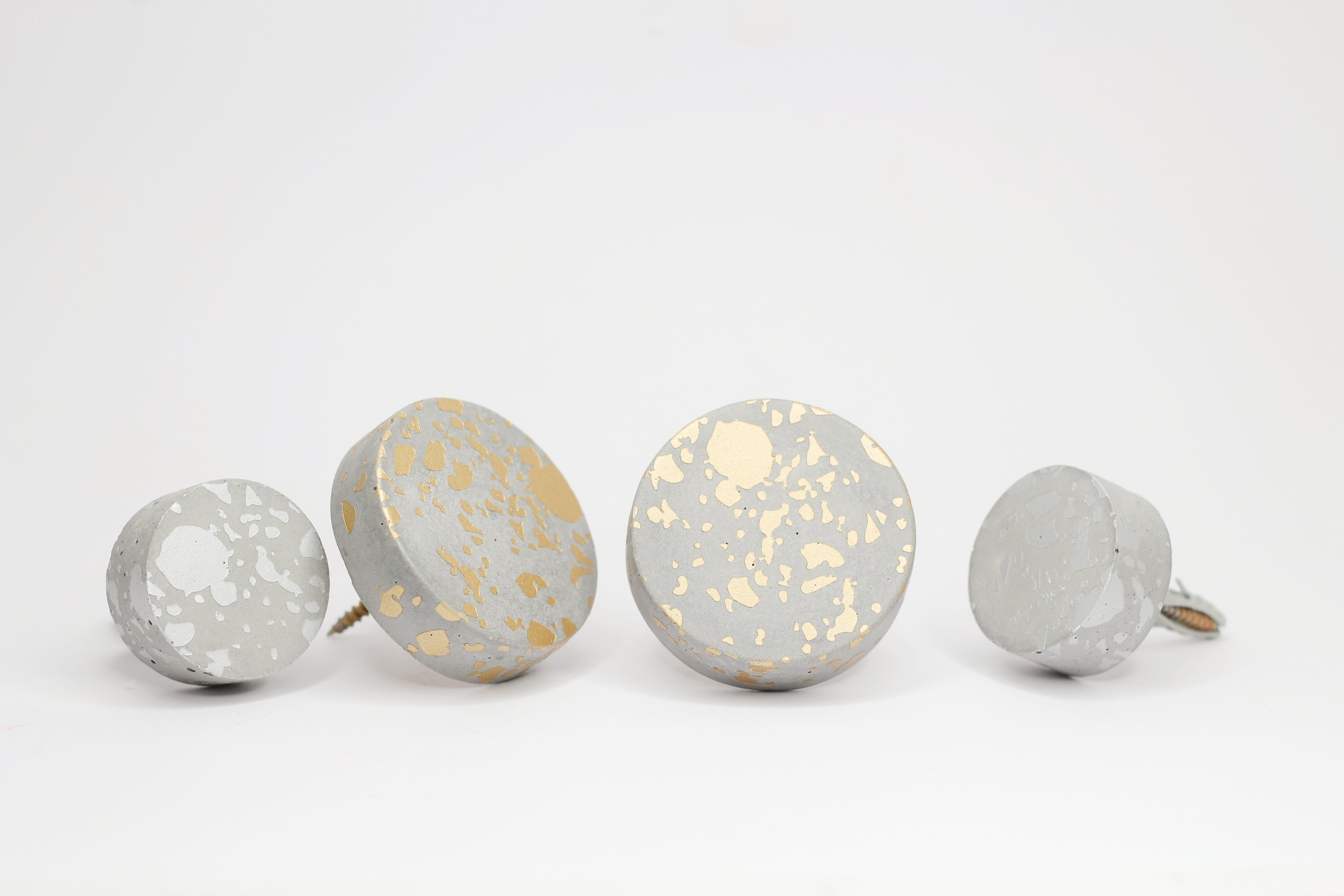 Concrete Round Cabinet Knob with Quail / Duck Egg pattern in various colours