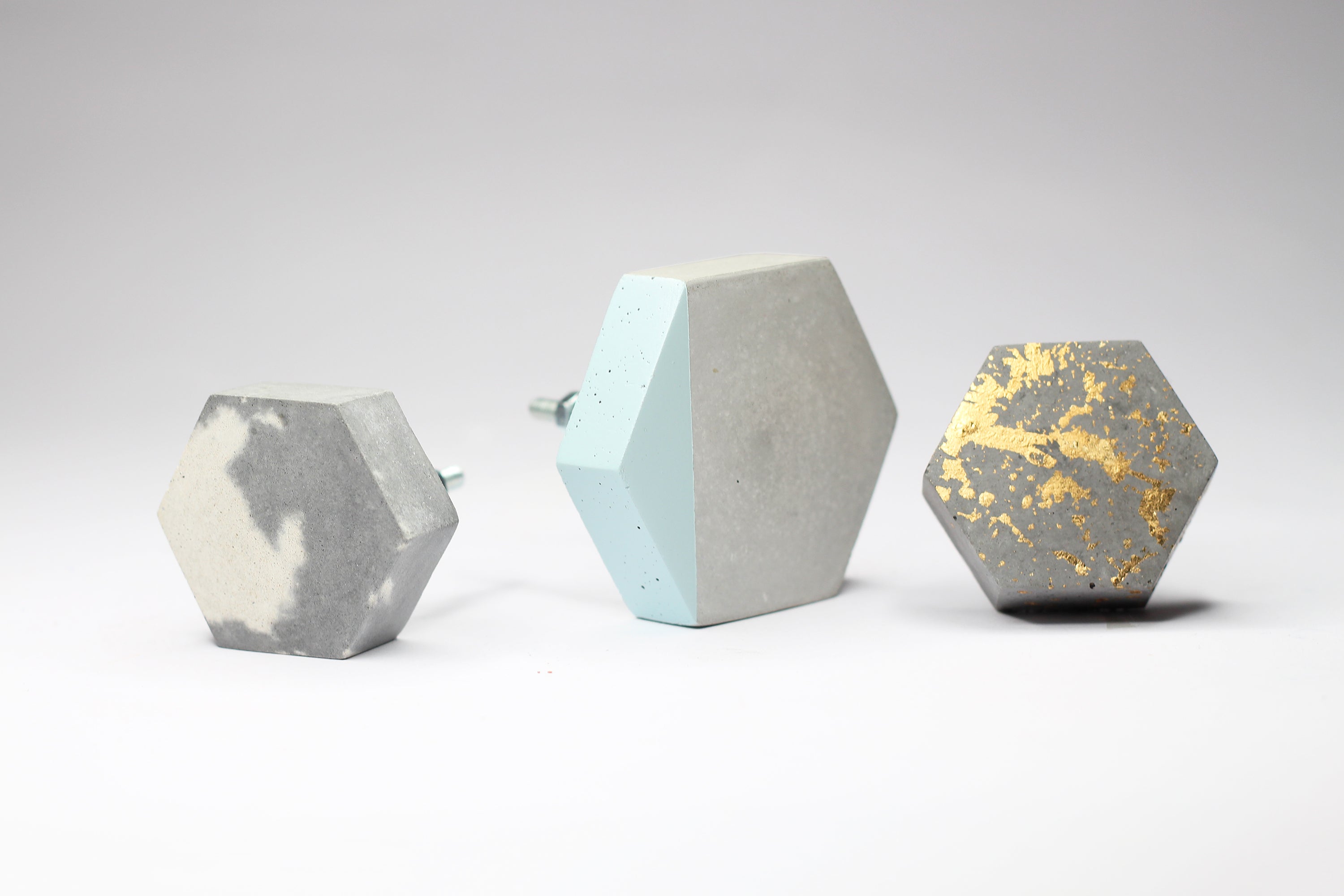 Concrete Hexagon Cabinet Knob in 40mm. Natural Grey or a variety of colours