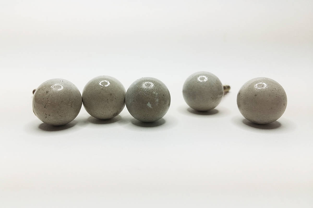 Extra Small Round Sphere 15mm Concrete Cabinet Knob or Wall Hook Natural Grey