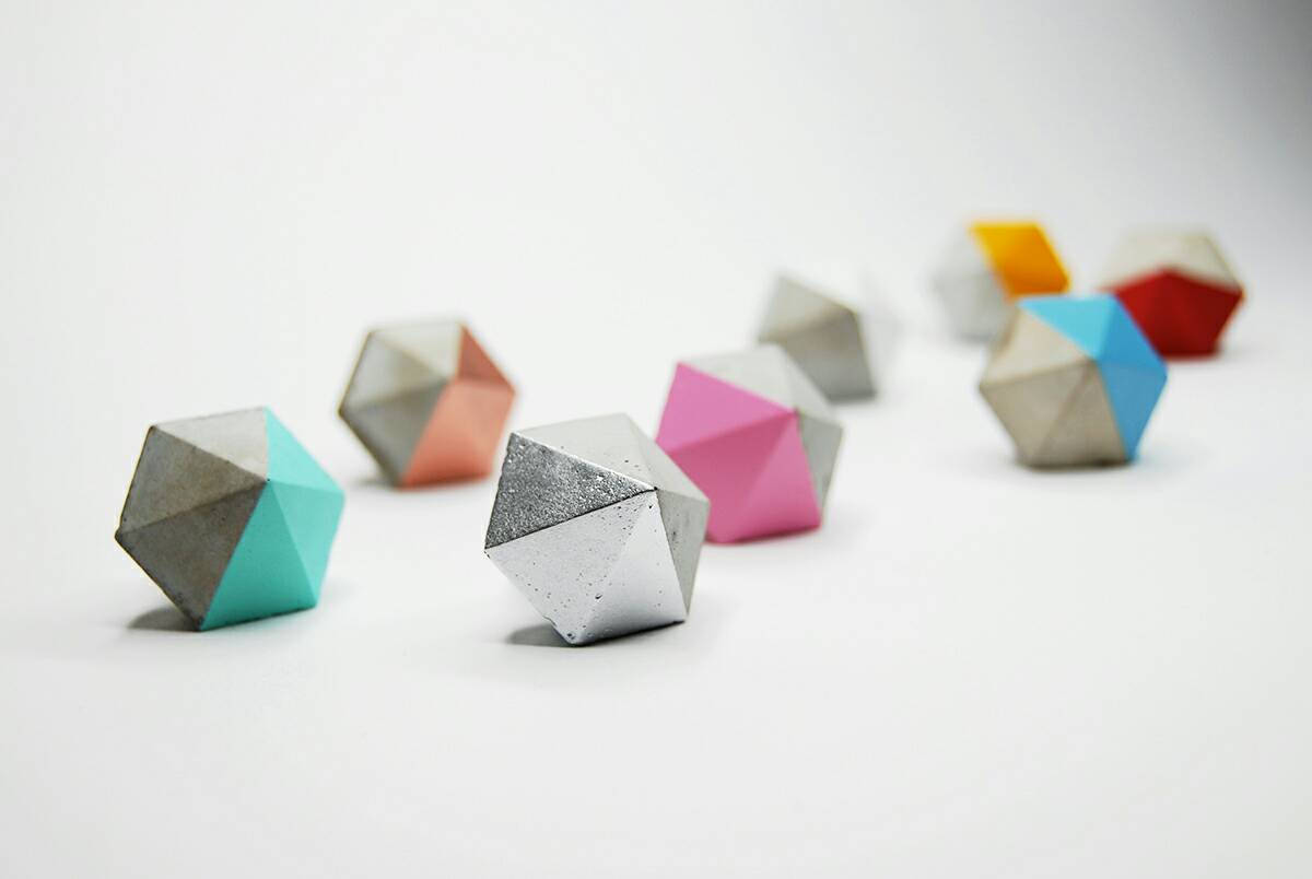 Concrete Small Diamond Cabinet Knob or Wall Hook Natural or choose colour