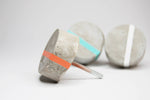 Concrete Round Cabinet Knob in 3 sizes with a thin painted stripe in various colours