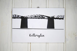 Killorglin, Ireland, county Kerry, Iron Bridge, Ring of Kerry, Puck Fair, traditional small Irish town, river Laune wall sign