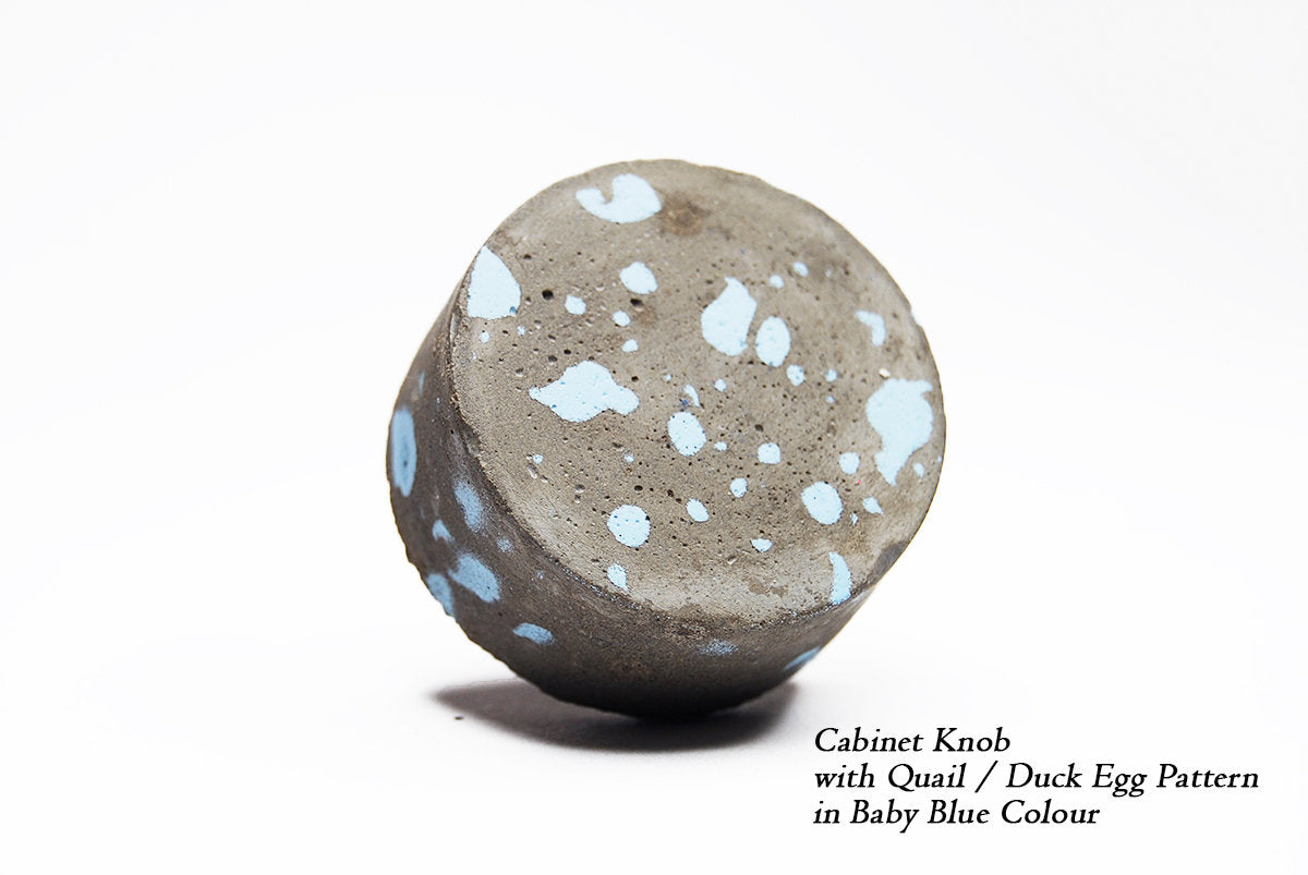 Concrete Round Cabinet Knob with Quail / Duck Egg pattern in various colours