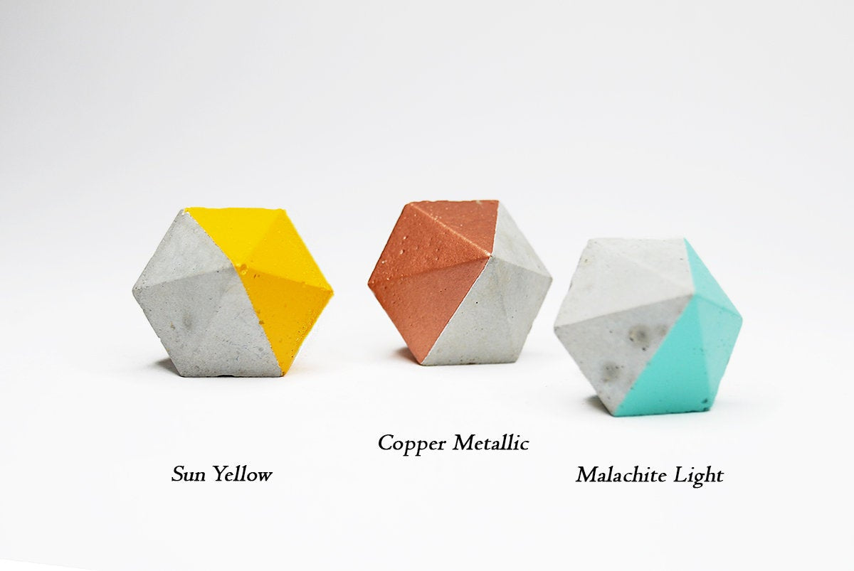 Concrete Small Diamond Cabinet Knob or Wall Hook Natural or choose colour