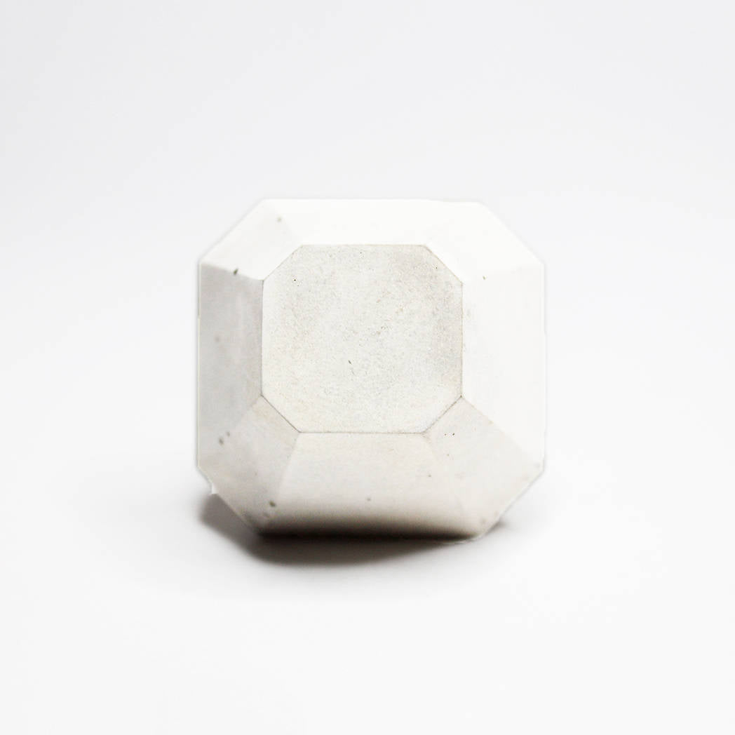 Concrete Cabinet Knob in the shape of a Square Frustum. Natural Grey or White. Wall Hook Available