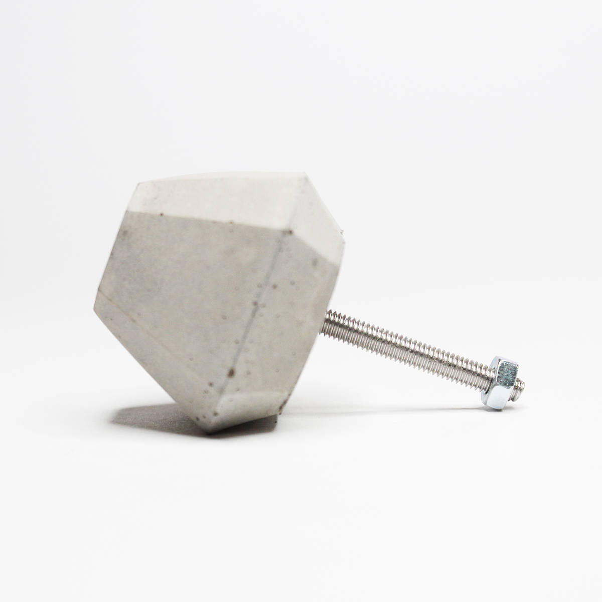 Concrete Cabinet Knob in the shape of a Square Frustum. Natural Grey or White. Wall Hook Available