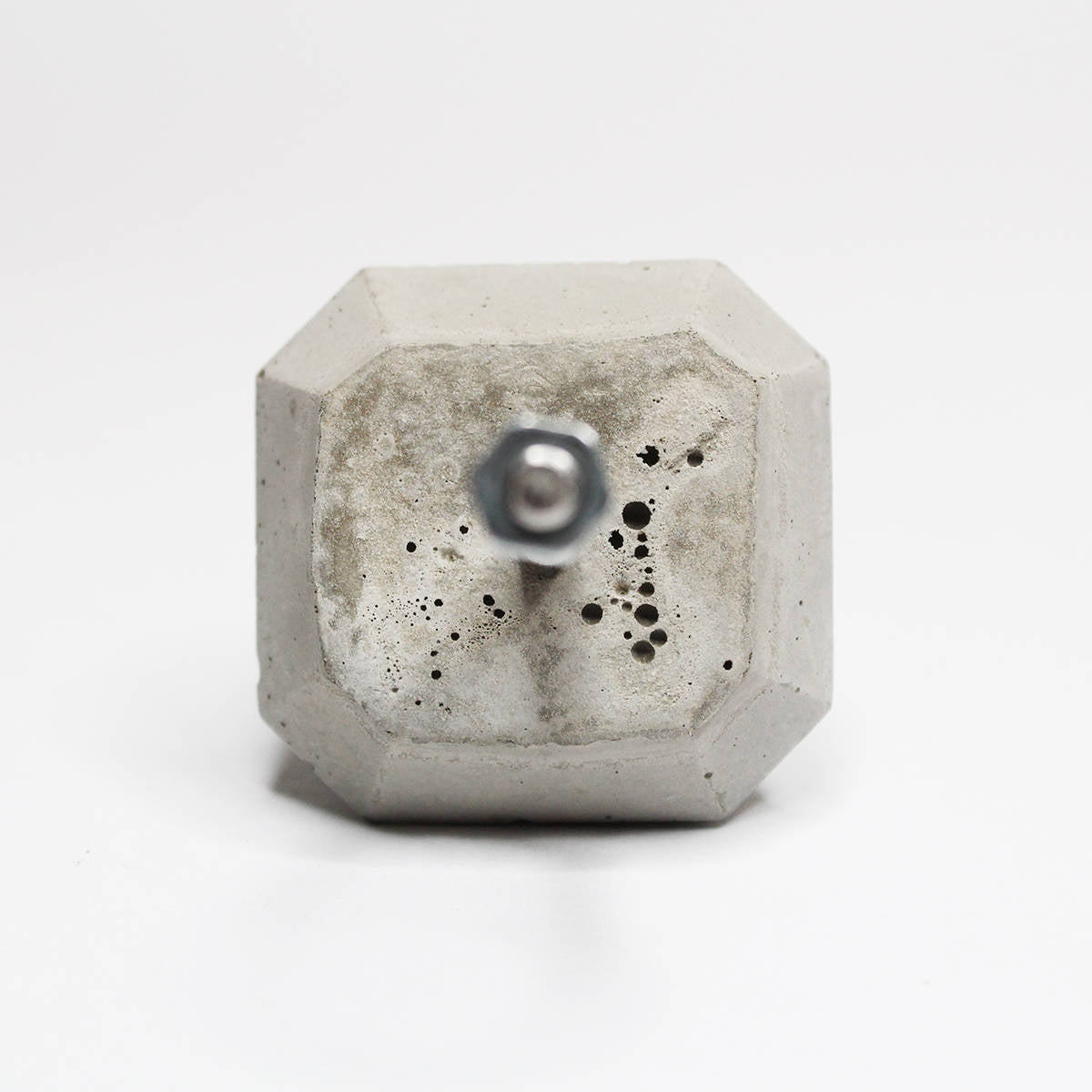 Concrete Cabinet Knob in the shape of a Square Frustum. Natural Grey or White. Wall Hook Available