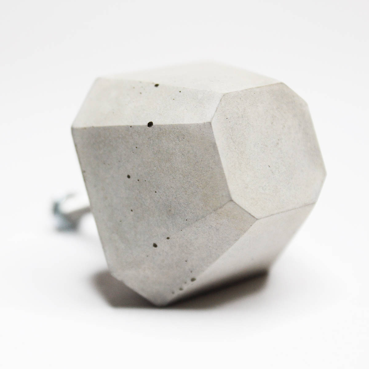 Concrete Cabinet Knob in the shape of a Square Frustum. Natural Grey or White. Wall Hook Available