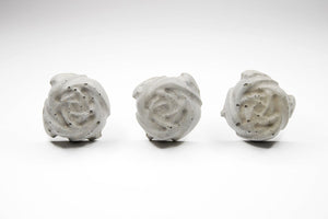 Concrete Cabinet Knob in the shape of a Flower / Rose. Natural Grey or a variety of colours