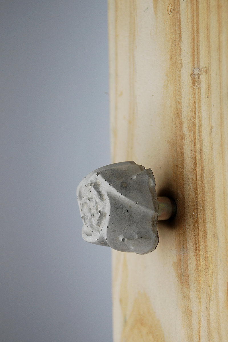 Concrete Cabinet Knob in the shape of a Flower / Rose. Natural Grey or a variety of colours