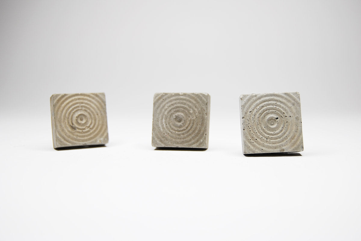 Square / Spiral Cabinet Knob from Concrete. Natural Grey or a variety of colours.