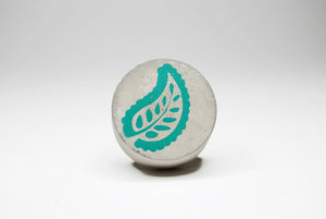 Concrete Round Cabinet Knob with large Paisley design. Choose from various colours