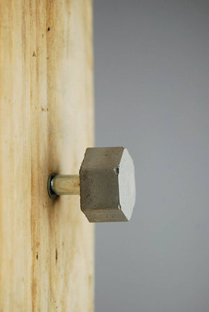 Cabinet Knob - Small 25mm Concrete Hex / Hexagon. Natural Grey or a variety of colours