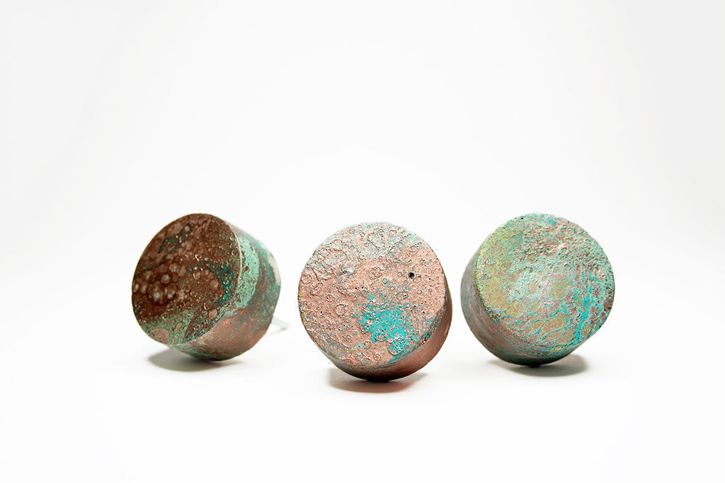 Copper Patina Effect Concrete Round Cabinet Knob in 3 sizes